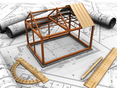 3d房屋框架图片素材-房屋设计图尺子笔和3d房屋框架创意CG-jpg格式-未来 .